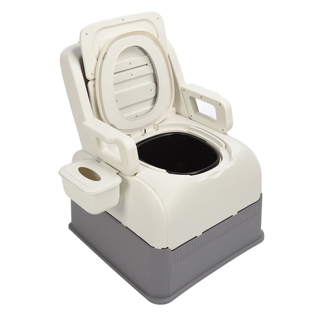 Chaise Commode pour Toilette, Contrôle des Odeurs, Rembourrée Douce, Grande Capacité de Charge, Commode de Chevet avec 2 Seaux pour Femmes Enceintes
