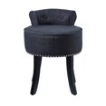 thumbnail image 2 of Inspired Home Bardot Linen Vanity Stool Nailhead Trim Roll Back Bedroom, Dark Grey, 2 of 9