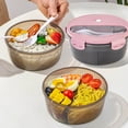 thumbnail image 3 of Boîte à Lunch Ronde Compatible Micro-Ondes, Contenant Bento Étanche avec Conception Compartimentée, Comprend des Couverts, Matériau de Qualité Alimentaire pour Étudiants et Usage au Bureau, 3 of 9
