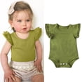 thumbnail image 1 of New Infant Baby Girl Basic Ruffle Short Sleeve Cotton Romper Bodysuit Tops Clothes 0-24 M, 1 of 5