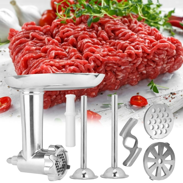 Meat Grinder Attachment for Kitchenaid Mixer Metal Food Grinder Attachment Durable Meat Food Processor Attachment for KitchenAid Stand Mixers Includes Sausage Filler Tubers - by