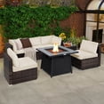 thumbnail image 3 of Costway Ensemble de Mobilier de Patio 7 Pcs avec Table de Foyer au Gaz Propane de 35 Pouces et Housse Imperméable Blanc, 3 of 10