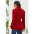 thumbnail image 4 of Chandails Femme Chauds Chandails Asymétriques Tricotés Col Roulé Uni Portefeuille Tricoté Manches Longues Chemises Hauts Décontracté TTG, 4 of 5
