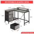 thumbnail image 2 of Yiwa Corner Computer Desk, L-Shaped with LED, Storage Drawers & Power Outlets, 2 of 9