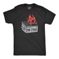thumbnail image 1 of Mens Im Fine T Shirt Funny Dumpster Fire Flaming Garbage Tee for Guys (Heather Black - FINE) - S, 1 of 3