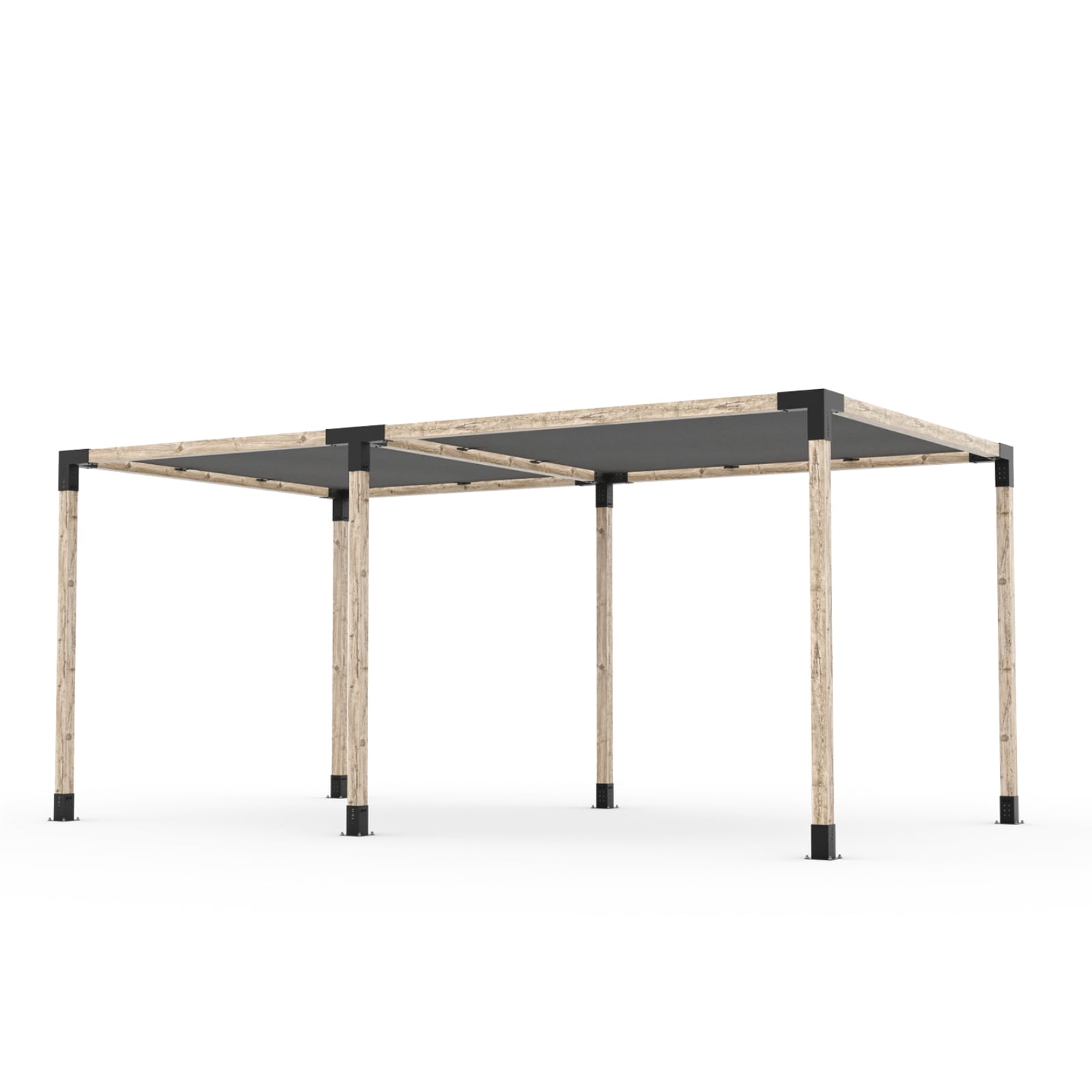 Toja 8' X 24' Double Pergola Kit With 2 Shade Sails For 4X4 Wood Posts