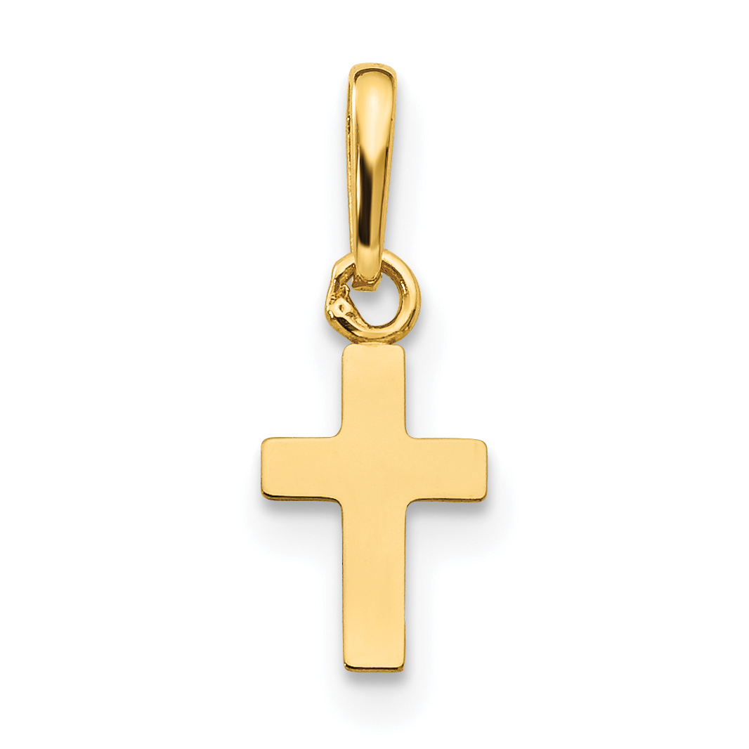 14k Yellow Gold Childrens Cross Necklace Charm Pendant Religious