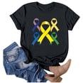 thumbnail image 3 of UANWENN T-Shirts Décontractés pour Femmes avec Imprimé Ruban de Sensibilisation au Cancer, Manches Courtes, Col Rond, Style de Base pour le Quotidien, T-Shirts Surdimensionnés pour Femmes, Haut Athlétique à Manches Courtes, Haut Femme Ample Femmes, 3 of 4