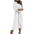 thumbnail image 2 of YUTK Robes pour Femmes 2024 Fête, Robe à Manches Longues pour Femmes à Revers avec Boutons et Ceinture à la Taille Blanche 3TG, 2 of 6
