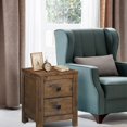thumbnail image 3 of Costway 2 Pcs Table de Chevet Table d'Appoint en Bois 2 Tiroirs Coulissants de Rangement Chambre, 3 of 10