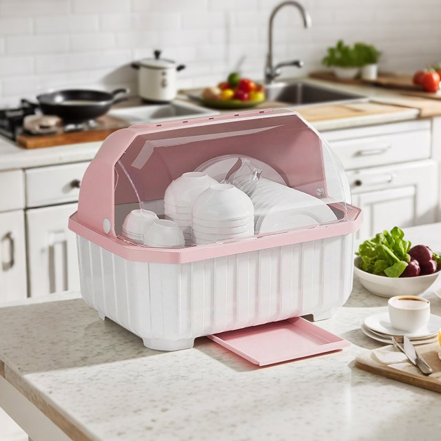 WIFKLSIIPG Dish Drying Rack with Cover for Kitchen Counter Kitchen Organizers and Storage Rack with Drainboard Space Saving Holder Utensil Storage Dish Dryer Tray Drainer 1pc