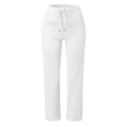 thumbnail image 2 of Kcodviy Women Solid Straight Solid Yoga Pants for Women with Pockets Elastic Pants Long Drawstring Yoga Pants Linen Women Waist Cotton Yoga Pants for Women Plus Size Sheer Casual Pants, 2 of 4