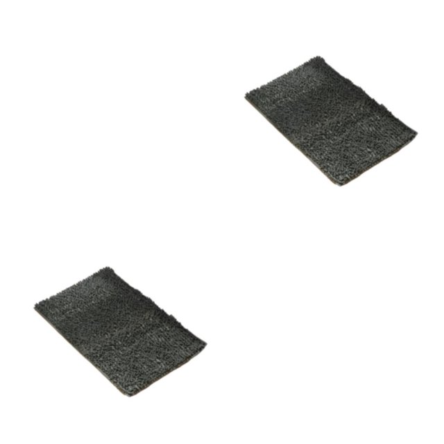Youkk Polyester Chenille Bath Mat - Strong Water Absorption Exquisite Crafted Soft Texture No Shedding Deep Grey 40cm*60cm 2Set
