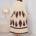 thumbnail image 4 of Ovzne Robes d'Été pour Femmes 2025 Robe Femme Mode pour Femmes Style Ethnique Imprimé Col Rond Manches Longues Robe Facile Robe de Printemps à Manches Longues Imprimée Liquidation, 4 of 7