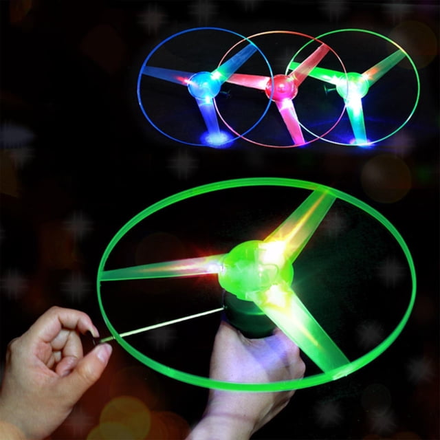 BotaniNest 3pc Luminous Pull Wire Flying Saucer UFO Luminous Plastic Material Small Toy Children'S Flying Toy Interactive Cat Grabbing Toy Toy Flying Saucer Disc