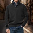 thumbnail image 2 of Migroa Essential Men's Quarter-Zip Sweatshirt -Solid Color Stand-Up Collar Design, Multiple Color Options, Premium Casual Wear Under $20, Black 5Xl, 2 of 4