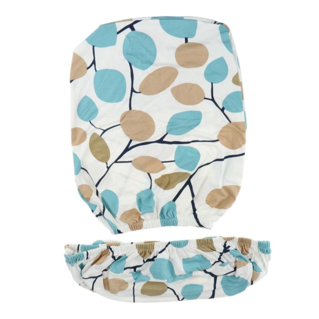 Split Office Chair Covers Stretch Computer Rotating Chair Slipcover Style B White-Leaves 2