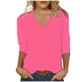 thumbnail image 3 of WRKEKC Chemises à Manches Longues pour Femmes, Hauts à Manches Longues pour Femmes, Haut/chemise à Col Rond à Manches Trois-Quarts Ample et Décontracté Uni pour Femmes, 3 of 6