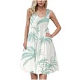 thumbnail image 2 of Ovzne Robes Grande Taille pour Femmes Pulpeuses Robe de Plage Mode Robe Sans Manches pour Femmes Col Rond Imprimé Floral Plissée Ajustée Robe de Plage Gâteau Robe Maxi Grande Taille Imprimée Liquidation, 2 of 5