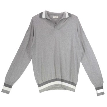 Mary Ya Polo Marin Gris / Blanc à Manches Longues pour Hommes - TG