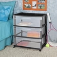 thumbnail image 2 of Sterilite Wide 3 Drawer Cart, Black, 2 of 7