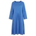 thumbnail image 4 of LLYwey Liquidation des Ventes Robes à Épaules Dénudées pour Femmes Mode Été Décontracté Manches Longues Uni Lin Longue Robe Nouvelles Robes de Cocktail Bleu m, 4 of 8