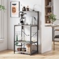 thumbnail image 2 of Bestier 4 Tier Bakers Racks for Kitchens Rack Storage Shelf Cart on Wheels Shelves, Metal and Wood, Industrial Style, Grey, 2 of 8