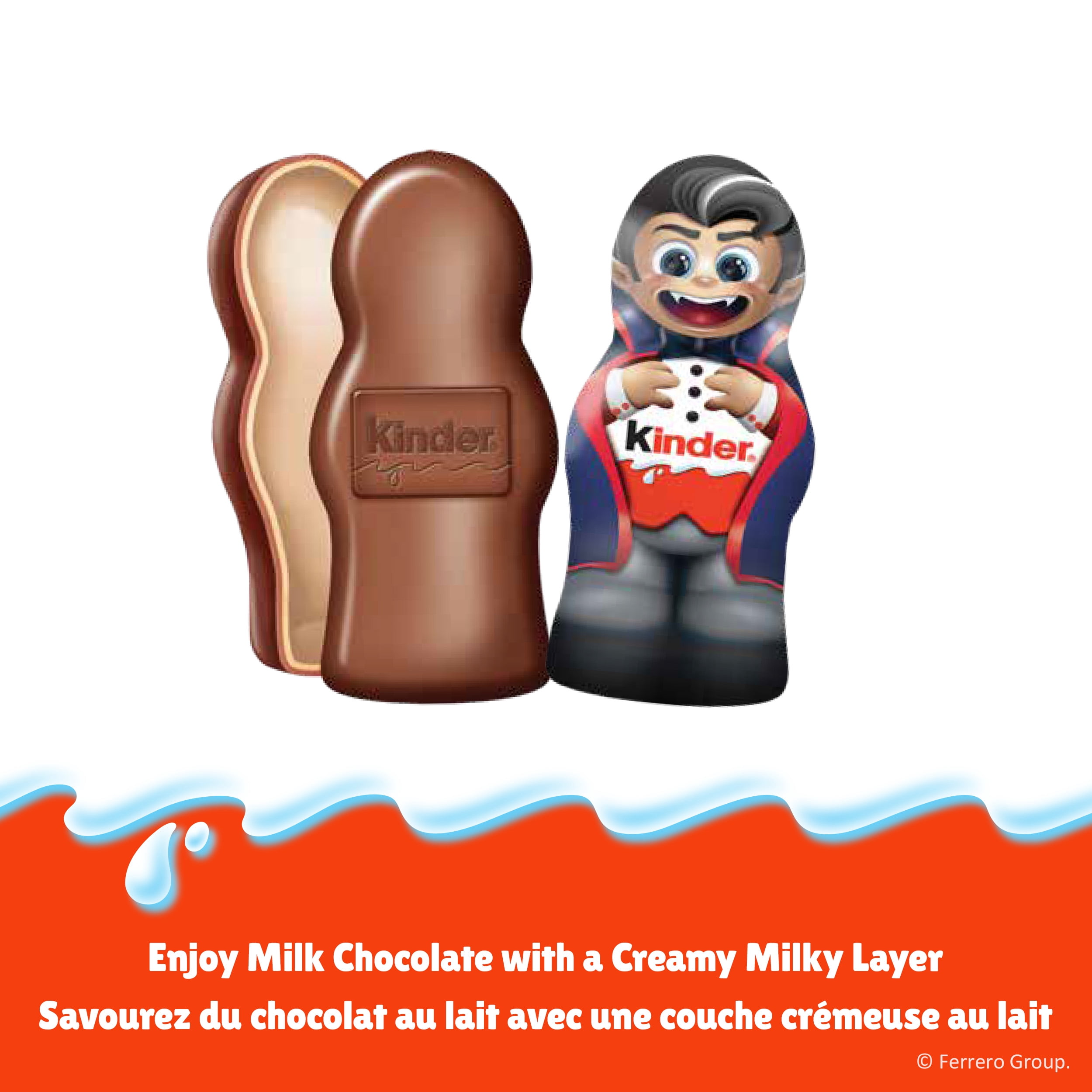 KINDER Mini figurines creuses en chocolat au lait, confiseries d'Halloween, 6 x 15 g, 90 g