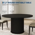 thumbnail image 4 of Round Dining Table 47 Inch for 4-6 People, Kitchen Table with Sturdy Waveform Metal Pedestal Base, Farmhouse Circle Table for Dining Room Kitchen, Brown (Not Included Chairs), 4 of 8