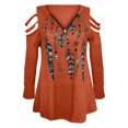thumbnail image 4 of Pompotops Mode Femmes T-shirt Décontracté à Manches Longues Imprimé Col en V avec Fermeture Éclair, 4 of 4