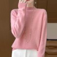 thumbnail image 3 of Cameland Pull Tricoté Mode Femme Décontracté Col Semi-Haut Couleur Unie Base Ample, 3 of 3