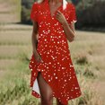 thumbnail image 2 of VEKDONE Robe Mode Femme à Imprimé Polka Col en V Manches Courtes Ample et Confortable Rouge m, 2 of 6