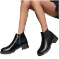 thumbnail image 4 of Chaussures Décontractées Confortables pour Femmes à Bout Rond avec Fermeture Éclair, Unies, Bottines à Talon Moyen Confortables, 4 of 9