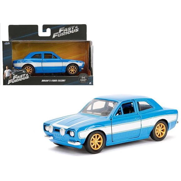 Jada Toys 97188 1 isto 32 Brians Ford Escort Fast & Furious Movie Diecast Model Car, Blue & White