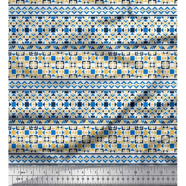 Soimoi Cotton Cambric Fabric Aztec Geometric Decor Fabric Printed Yard 42 Inch Wide
