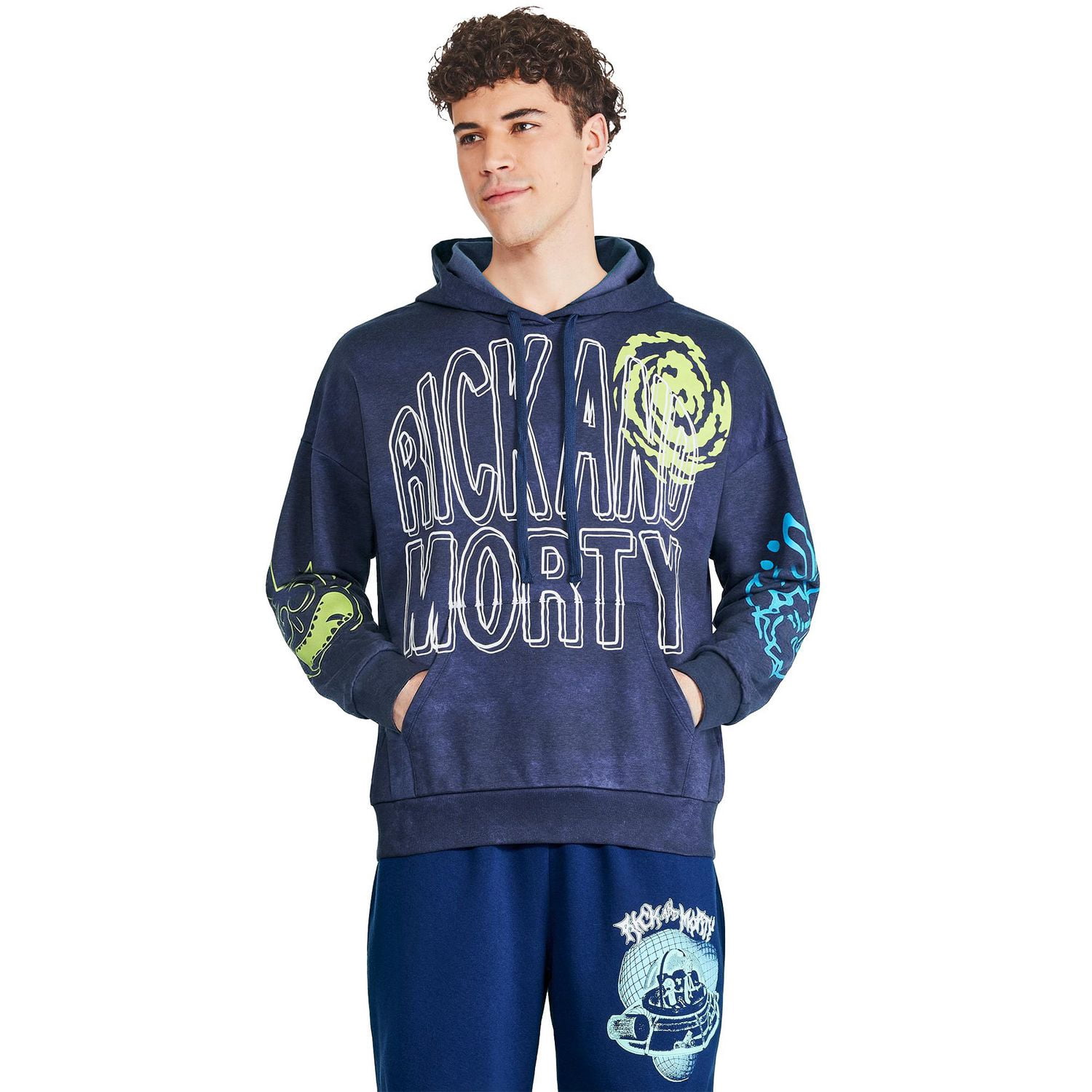 Haut à capuchon avec imprimé Rick et Morty pour hommes