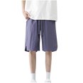 thumbnail image 2 of Styesk Mens Shorts Men New Solid Color Casual Fashion Loose Drawstring Exercise Short Pants, 2 of 7