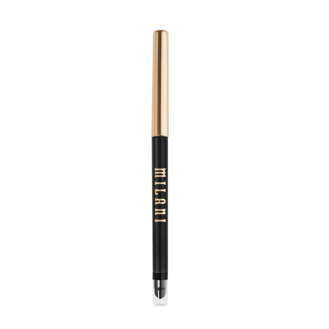 Milani Stay Put® Eyeliner - après la Tombée de la Nuit, un Eyeliner Crayon Noir Imperméable avec une Calotte Dorée et la Marque Milani Dorée sur le Baril Noir, Doté d'Une Pointe Protectrice Transparente Couvrant l'Outil pour Estomper, Convient aux looks de Maquillage des Yeux Audacieux Ou Fumés.