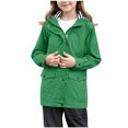 thumbnail image 1 of TIEVOSA Coupe-Vent à Capuche pour Filles Manteau Imperméable Léger avec Capuche Réglable pour Activités Extérieures 9-10 Ans (Vert), 1 of 8