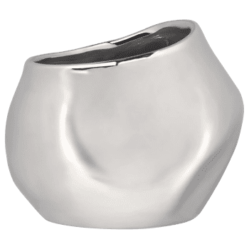Bouclair Silver Ceramic Vase 5.6 X 4.6 in (14.22 X 11.68 cm)
