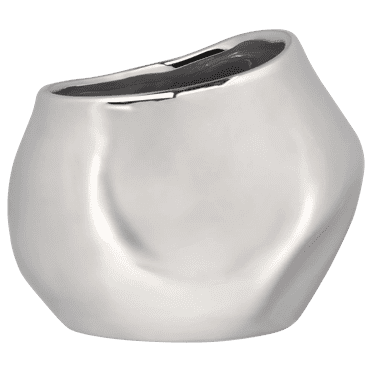 Bouclair Silver Ceramic Vase 5.6 X 4.6 in (14.22 X 11.68 cm)