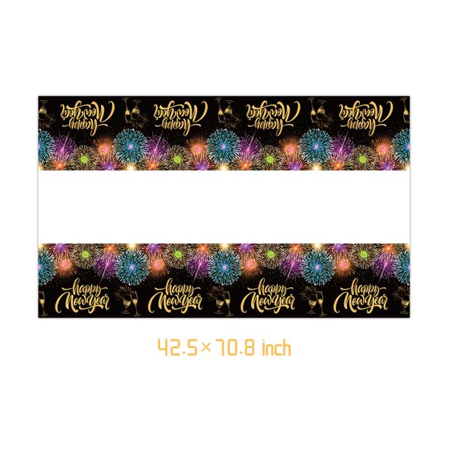 thinsony Black Gold New Year Party Decoration Props Paper Plates Paper Cups Paper Towels Tablecloths Disposable Tableware Set