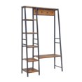 thumbnail image 1 of Linon Austin Sturdy Rustic Hall Tree 6 Wood Shelves 4 Hooks Metal Frame in Black, 1 of 15