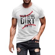 LUOGENLI Male T-shirts for Mens Men's Stylish Baseball Theme Printed Short Sleeve Casual and Comfortable T Shirt T-shirts for Men Graphic Tee Easter White L