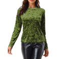 thumbnail image 1 of INSPIRE CHIC T-Shirts en Velours pour Femmes Col Rond Manches Longues Décontracté S Vert Pâle, 1 of 6