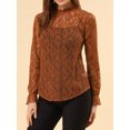 thumbnail image 5 of INSPIRE CHIC Women's Crochet Lace See Through Floral Ruffle Neck Blouse, 5 of 5