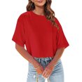 thumbnail image 4 of Plebaso T-Shirts Courts pour Femmes à Manches Courtes, Col Rond, T-Shirts Unis, Décontractés, Amples, Basiques, Hauts, Tees, 4 of 6