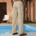 thumbnail image 4 of HNMKIU Men's Casual Pants Loose Fit Summer Trousers Lightweight Drawstring Comfortable Overalls for Everyday Use, 4 of 4