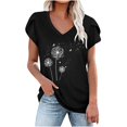 thumbnail image 2 of CHUANK Hauts pour Femmes en Solde à Moins de 10$ Hauts Décontractés Printemps Été Manches Longues en Coton Lin Imprimé Graphique Pissenlit Col Rond Blouses Vintage Grande Taille, 2 of 4