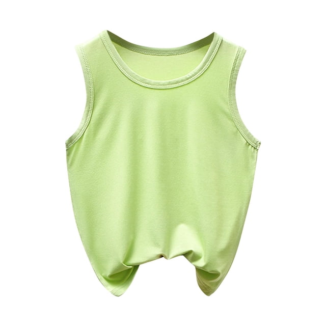 SROBPTY T-Shirts Garçons Filles, T-Shirt de Base pour Enfants Uni à Col Rond d'Été Décontracté Confortable et Respirant Vert 9 Ans
